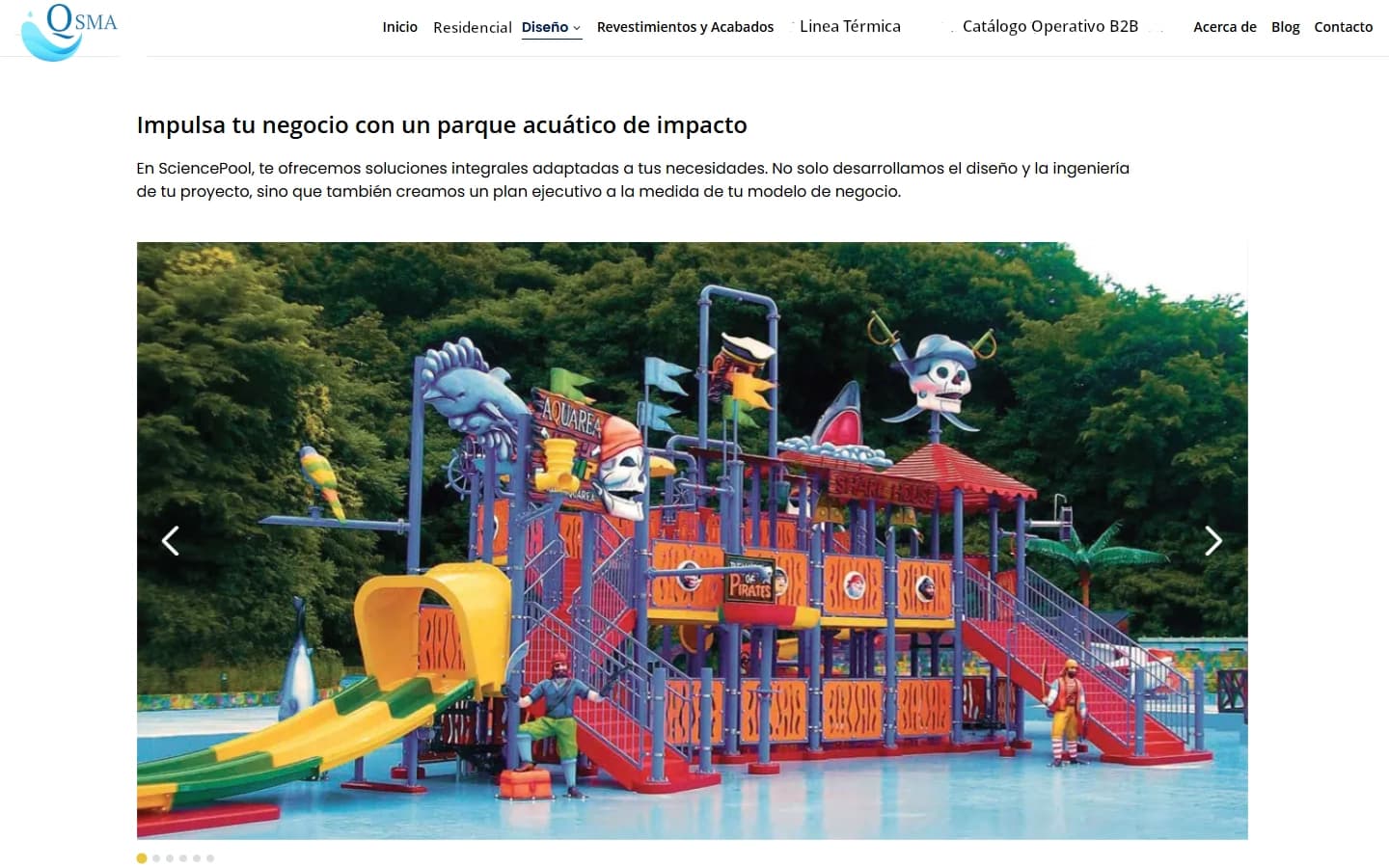 Sección de albercas y parques acuáticos residenciales de alta gama