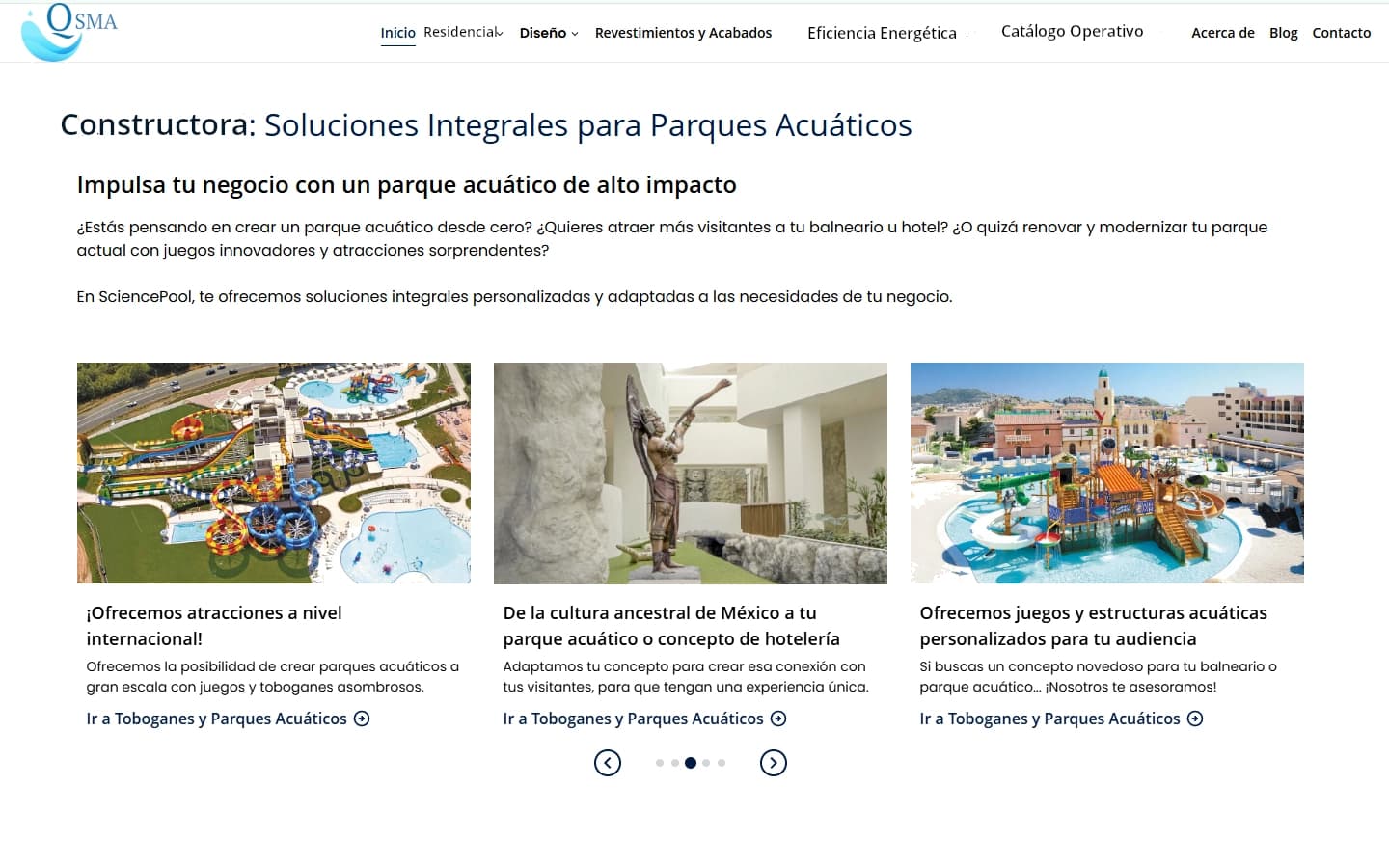 Página de inicio de la Constructora de Lujo con galería de proyectos y diseño premium